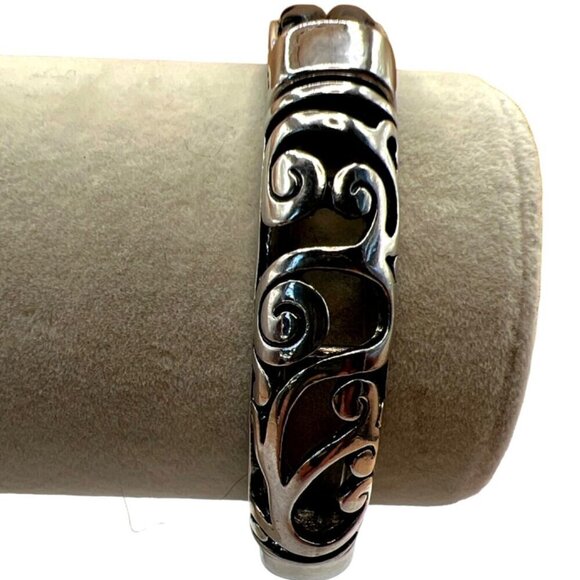 Retro Black Teardrop Pendant Necklace & Silver Bracelet Set   B42 - Picture 9 of 14